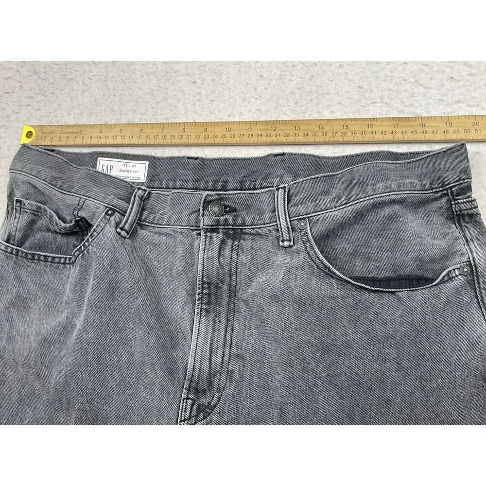 Gap Baggy Fit Men’s Size 38x32 Charcoal Gray Wash Cotton Denim Jeans 2024